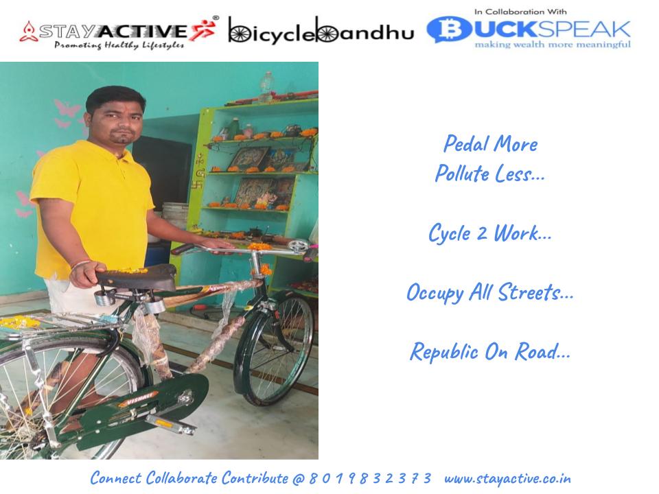 #StayActive #BicycleBandhu
In Collaboration With @buckspeak_pvt 
#ActiveTransport #Urban
Narayan our community Plumber gets his #GreenWheels
#HappyDasara 
#Cycle2Work 
#CyclingConnects
#PedalMorePolluteLess
#OccupyAllStreets
#RepublicOnRoad​
#ConnectCollaborateContribute