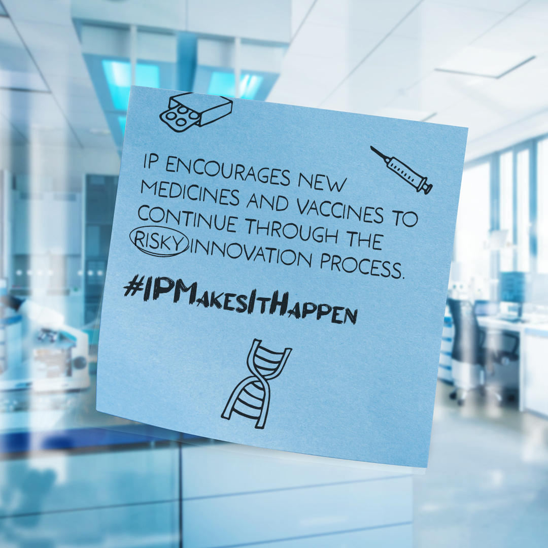 Intellectual property spurs on researchers and companies to pursue new medicines by providing a framework that helps manage the risks, costs and time involved in developing them #IPMakesItHappen