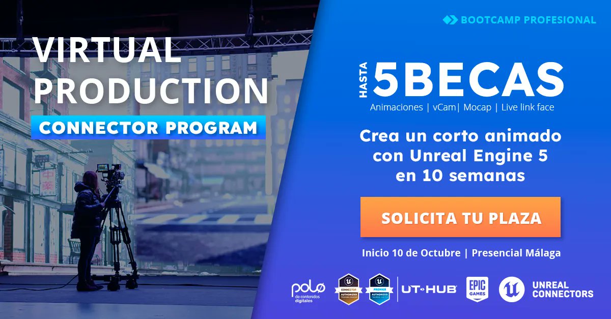 📣 ÚLTIMAS PLAZAS INTENSIVO DE VIRTUAL PRODUCTION 📣

Damos hasta 5 BECAS COMPLETAS en la modalidad presencial en Málaga <a href="/PoloDigitalMLG/">Polo Nacional de Contenidos Digitales</a>. Domina Unreal Engine 5 y crea un corto animado en tan solo 10 semanas. ¡Te esperamos!

+info aquí 👉 buff.ly/3Csnbwr