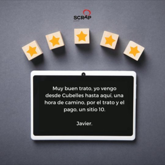 Muchas gracias a los clientes que nos valoran con sus fantásticas reseñas y al equipo de SCRAP POINT, que se las merecen por su trabajo y esfuerzo diario! 👏🏻👏🏻👏🏻

Si nos conoces y quieres dar tu opinión o quieres leer las reseñas, solo tienes que buscar … instagr.am/reel/CjSmDyLjn…