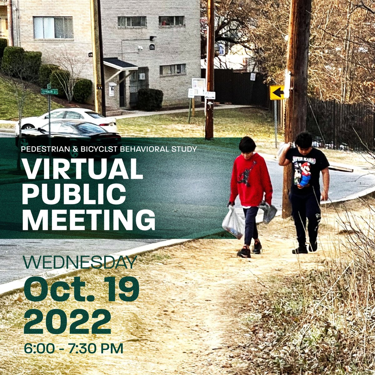 PGPlanningMD's tweet photo. Poor pedestrian infrastructure in low-wealth neighborhoods can affect access, erode safety, &amp; cause traffic fatalities. On 10/19, we invite you to a community meeting to give us your input on the upcoming Pedestrian and Bicyclist Behavioral Study. Register https://t.co/cAQ1jYnrd1 https://t.co/dFyuHdTnIx