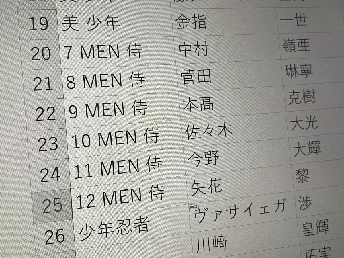 ジャニーズの名簿をエクセルで作ったら…オートフィルにやられるw