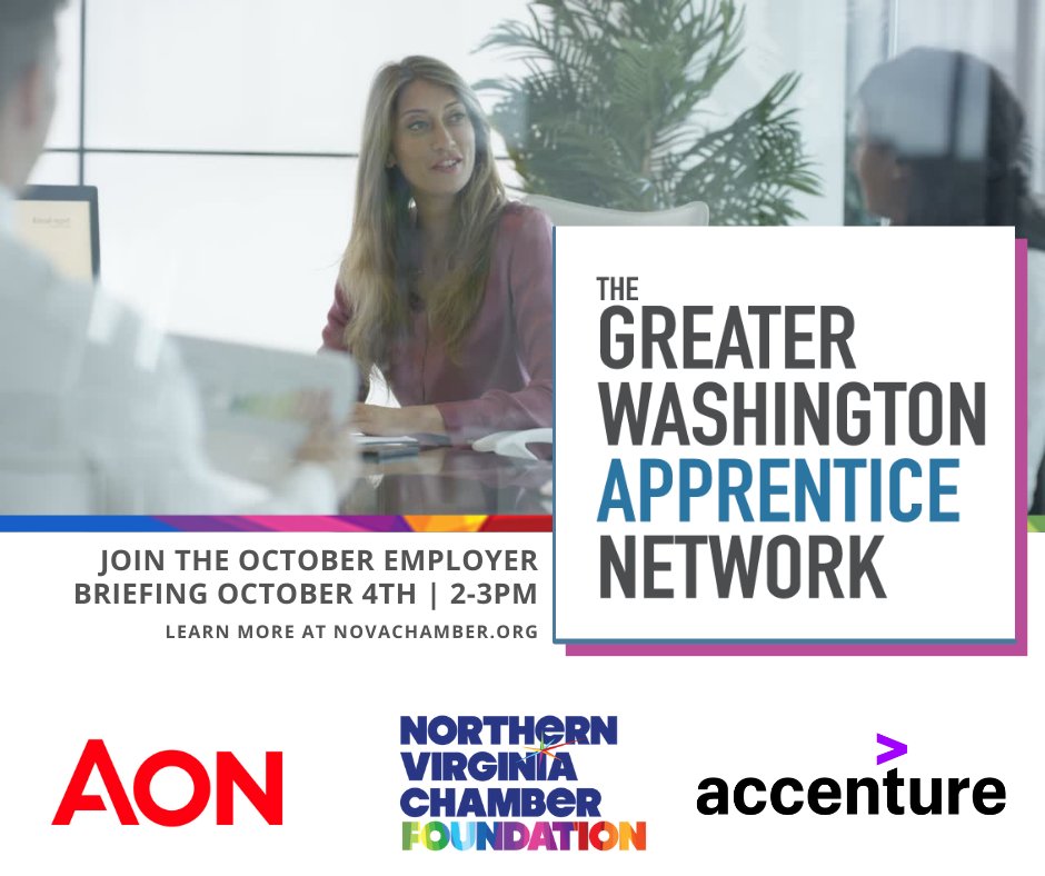 NOVAChamber's tweet photo. Register by noon for today's Greater Washington Apprentice Network (GWAN) meeting, 2-3PM. This free, virtual event allows employers to gain access to best practices and resources. Reg here: https://t.co/UZDqx7ZtL4 #novaworkforce https://t.co/dPH0lcjDpb