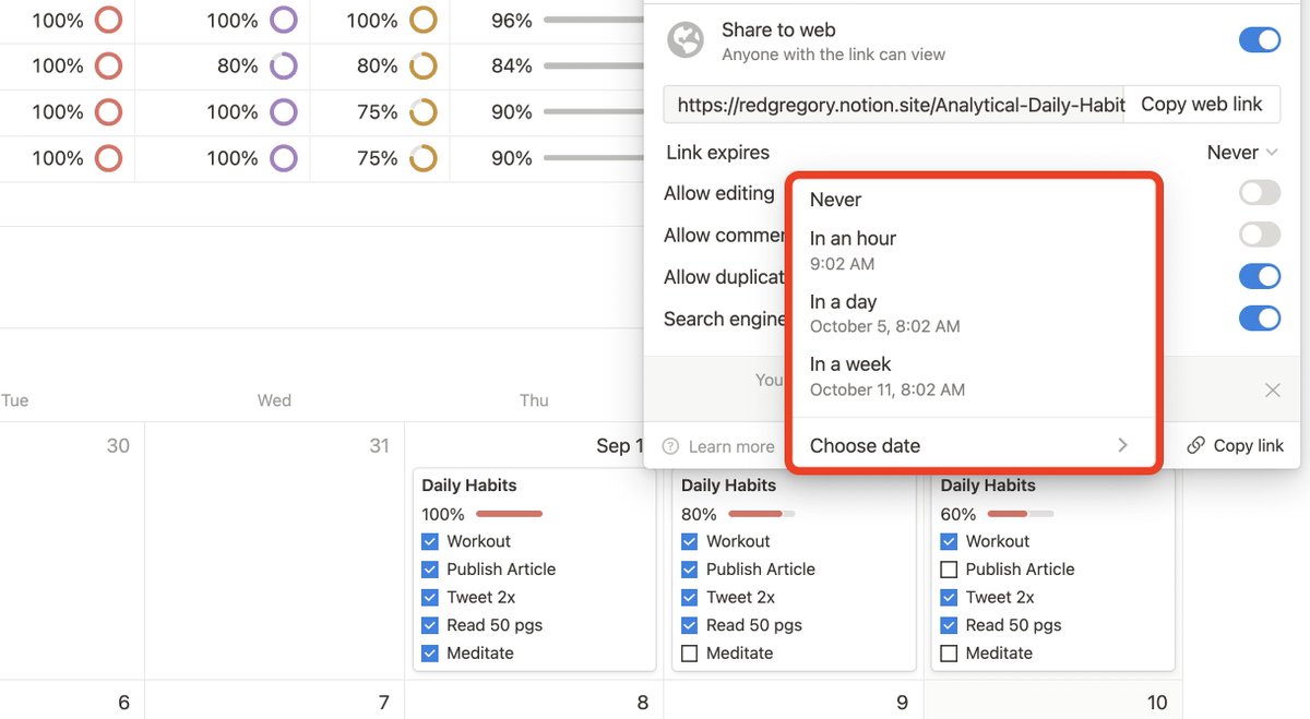 ⏲️ Want to share a temporary link with someone in <a href="/NotionHQ/">Notion</a>? Now there is an option for link expiration in the share menu!