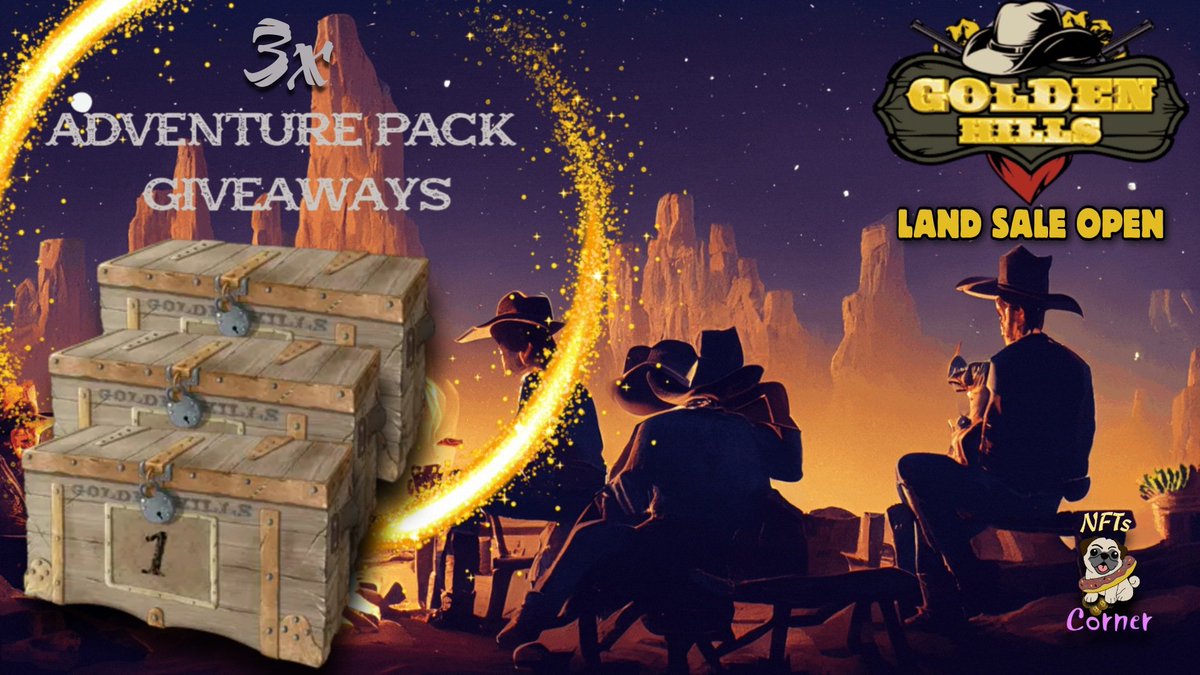 nftscorner4u's tweet photo. 🎉 Free NFTs giveaway By G0LDENHILLS 🎉

🎁 3x Adventure Packs 🎁

1️⃣ Follow @G0LDENHILLS &amp; @nftscorner4u
2️⃣ Like &amp; Retweet
3️⃣ Tag 3 Friends &amp; Drop Discord/Wax ID
4⃣ Join https://t.co/CbENceeONG
⏰ 48h

#NFT #NFTgiveaways  #WAX  #Crypto #P2E #NFTCommmunity #WAXNFT #nftscorner https://t.co/JiDuxcnSsm