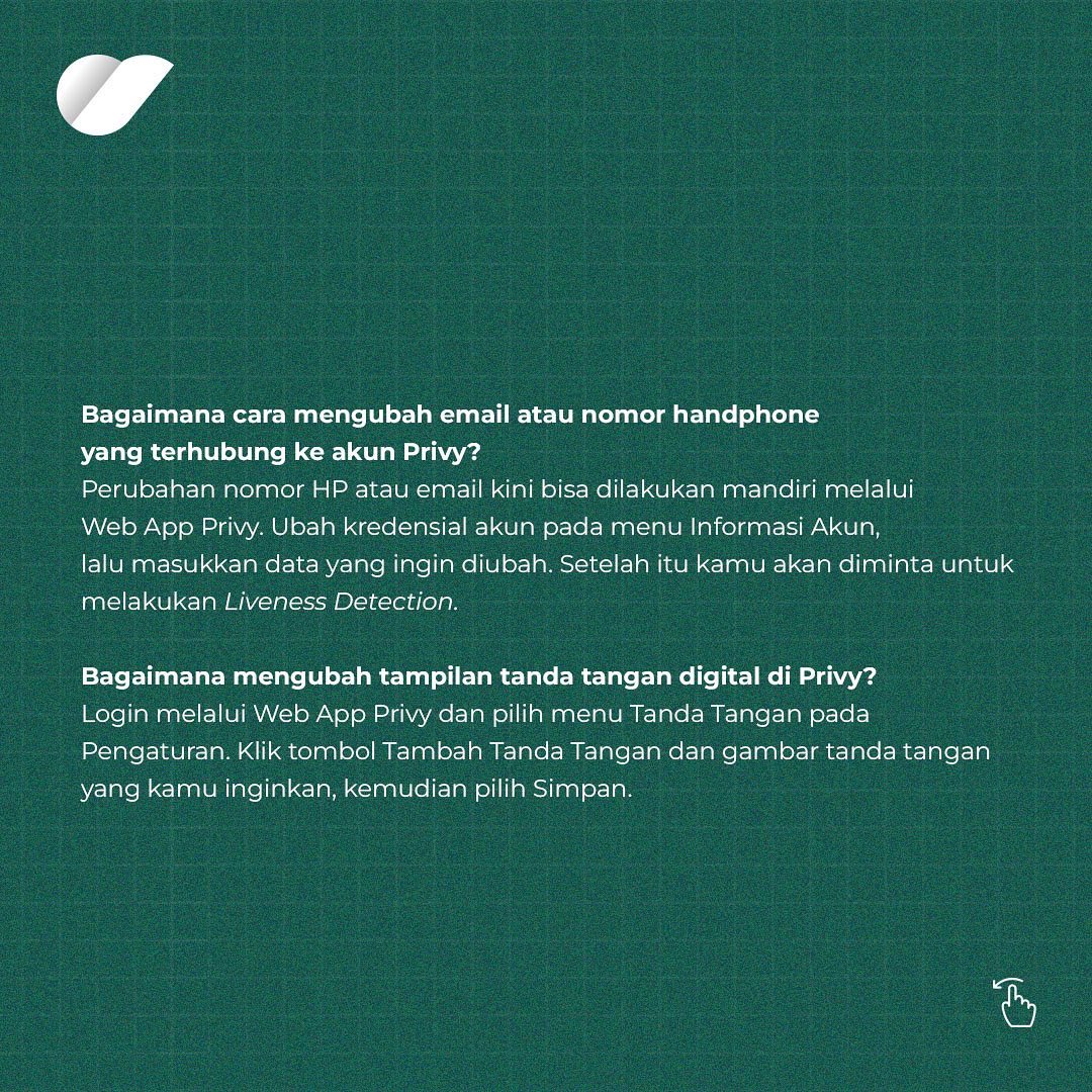 PrivyID's tweet photo. Masih punya pertanyaan tentang Privy? Tulis pertanyaan kamu di kolom komentar ya!
#PrivylegeforEveryone #ChooseRight #ChoosePrivy https://t.co/TE8bTh9yJG