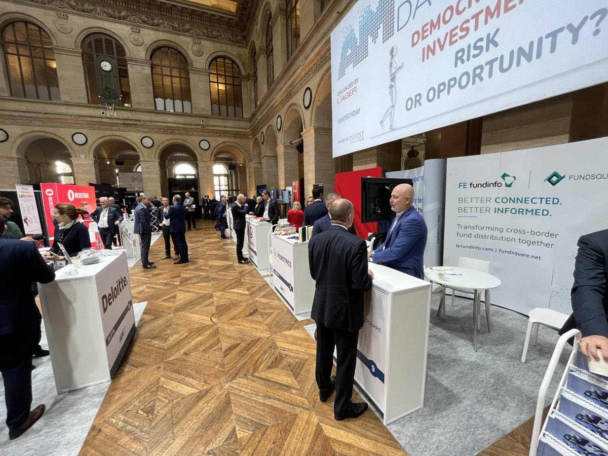 The Fundsquare and FE fundinfo team had a great first part of the day at #amtechday 

Come see our MD &amp; COO Maxime Aerts at the roundtable on Reporting in Room 3 at 16h10. 

The team will be at booth n°12 all day

#fundsquare #fintech #data #investing #Agefi #technology