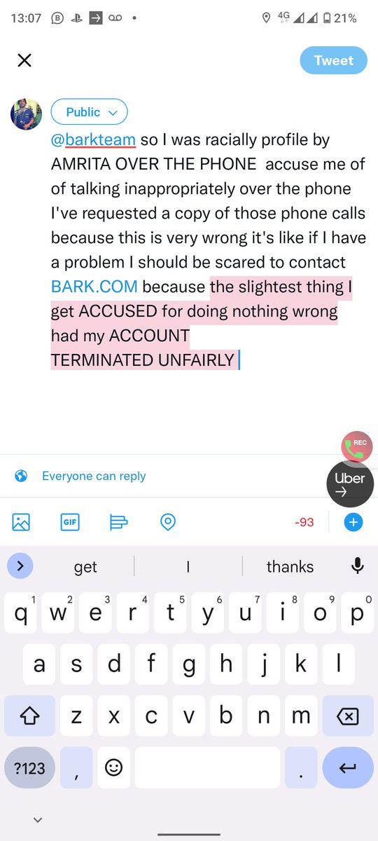 SadikieG's tweet photo. @barkteam so I was racially profile by AMRITA OVER THE PHONE. https://t.co/Y2BsaNK92f