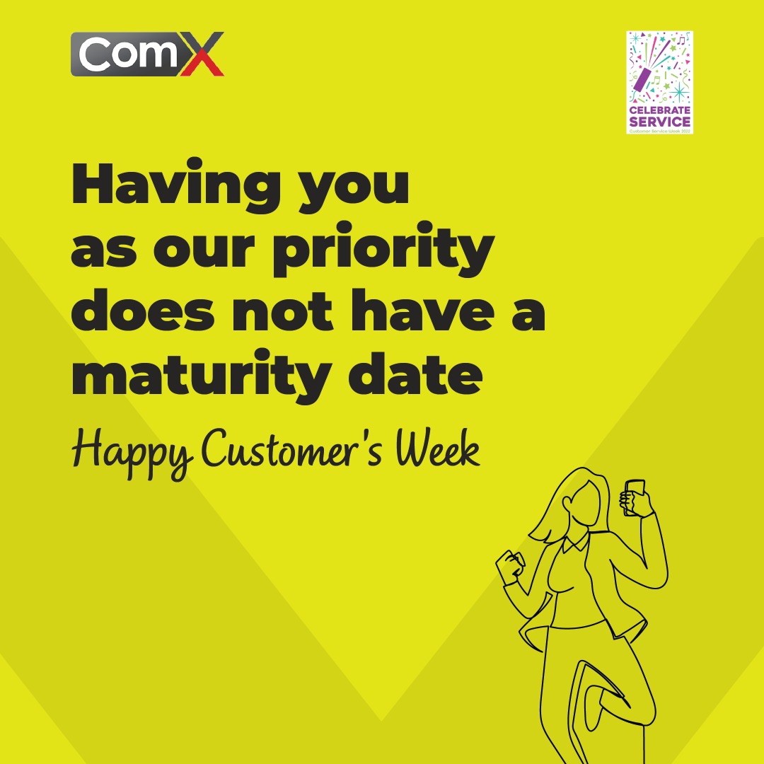 theafriexchange's tweet photo. ComX's story can never be written without you because you're an important part of it.

We will always be dedicated to having you as our priority all day, everyday.

From all of us at ComX, Happy Customer Service Week!

#customerserviceweek2022 #happycustomerservice https://t.co/4jAWtxCtQi