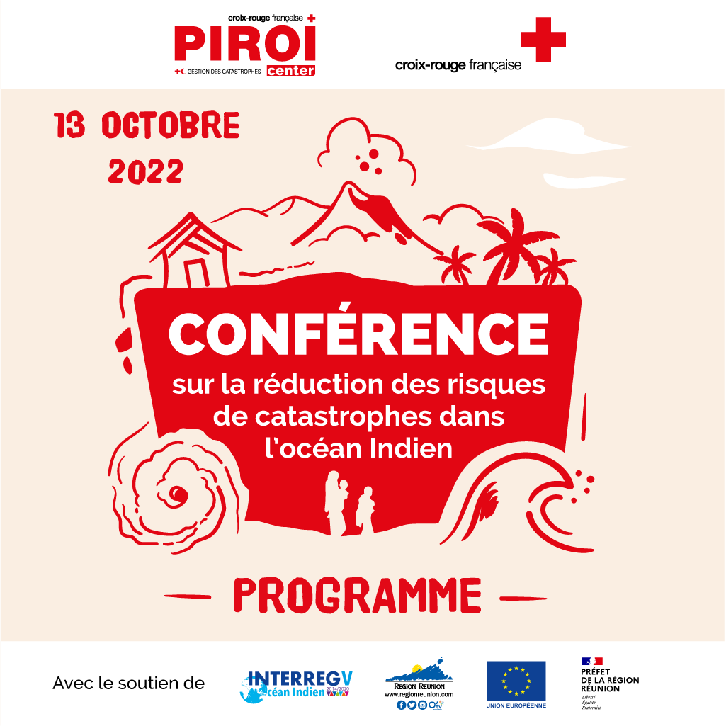 Découvrez le programme de notre conférence sur la réduction des risques de catastrophes ci-dessous.

📆 Jeudi 13 octobre 2022 - 9h/18h
📍 Théâtre Vladimir Canter (La Réunion)
ℹ Accessible uniquement en présentiel

🎟 Réservez votre place dès maintenant : piroi.croix-rouge.fr/conference-rrc…