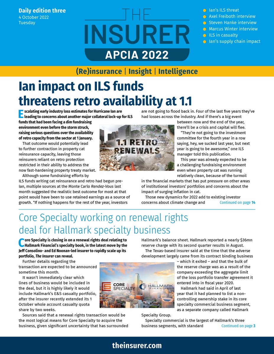 _theinsurer's tweet photo. ๐ Welcome to our #APCIA 2022 Tuesday edition
As the APCIA Annual Meeting draws to a close later today, it is no surprise that there has been a single, dominant theme in Dallas, Texas...
โ
Download here:
https://t.co/ChsGJCAJ2yโฆ
@TeamAPCIA #AM2022 #insurance #reinsurance https://t.co/ZP4kZFZbcJ