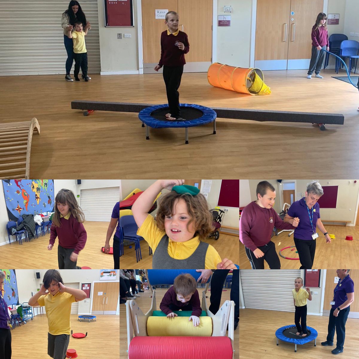 YsgolPenCoch's tweet photo. In ospreys class we enjoy sensory circuits in the hall. #ospreysclass https://t.co/W7Kxb7zZnJ