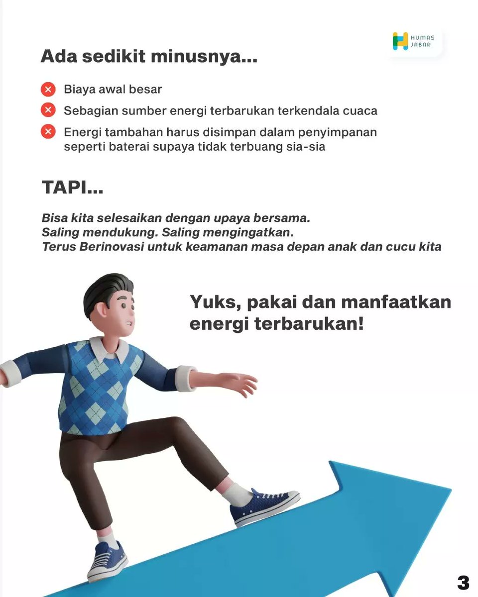 humasjabar's tweet photo. Energi terbarukan yaitu sumber energi yang dapat diperbaharui secara terus-menerus dari alam 😍🙌
Yuk, pakai dan manfaatkan! Demi masa depan anak dan cucu kita! 🤗

@ridwankamil @dpmptspjabar
#JabarJuara #RidwanKamil #WJIS2022 #SecuringTheNewFuture #JabarGreenInvestment https://t.co/GaygIrCm1q