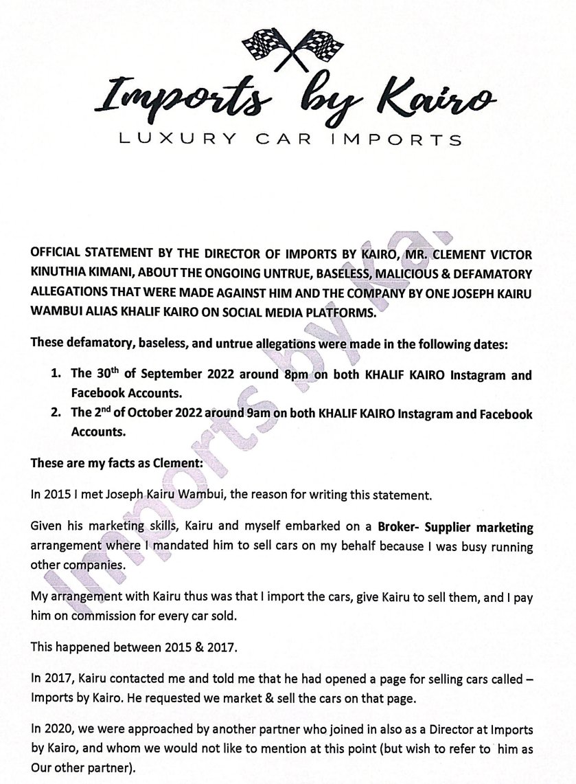 TheVinceElvis's tweet photo. The TRUTH on IMPORTS BY KAIRO @importsbykairo . All the necessary screenshots/receipts are attached.
THREAD
1. Joseph Kairu Wambui @KhalifKairo has never been the owner of Imports By Kairo. https://t.co/J8egCSx6Oi