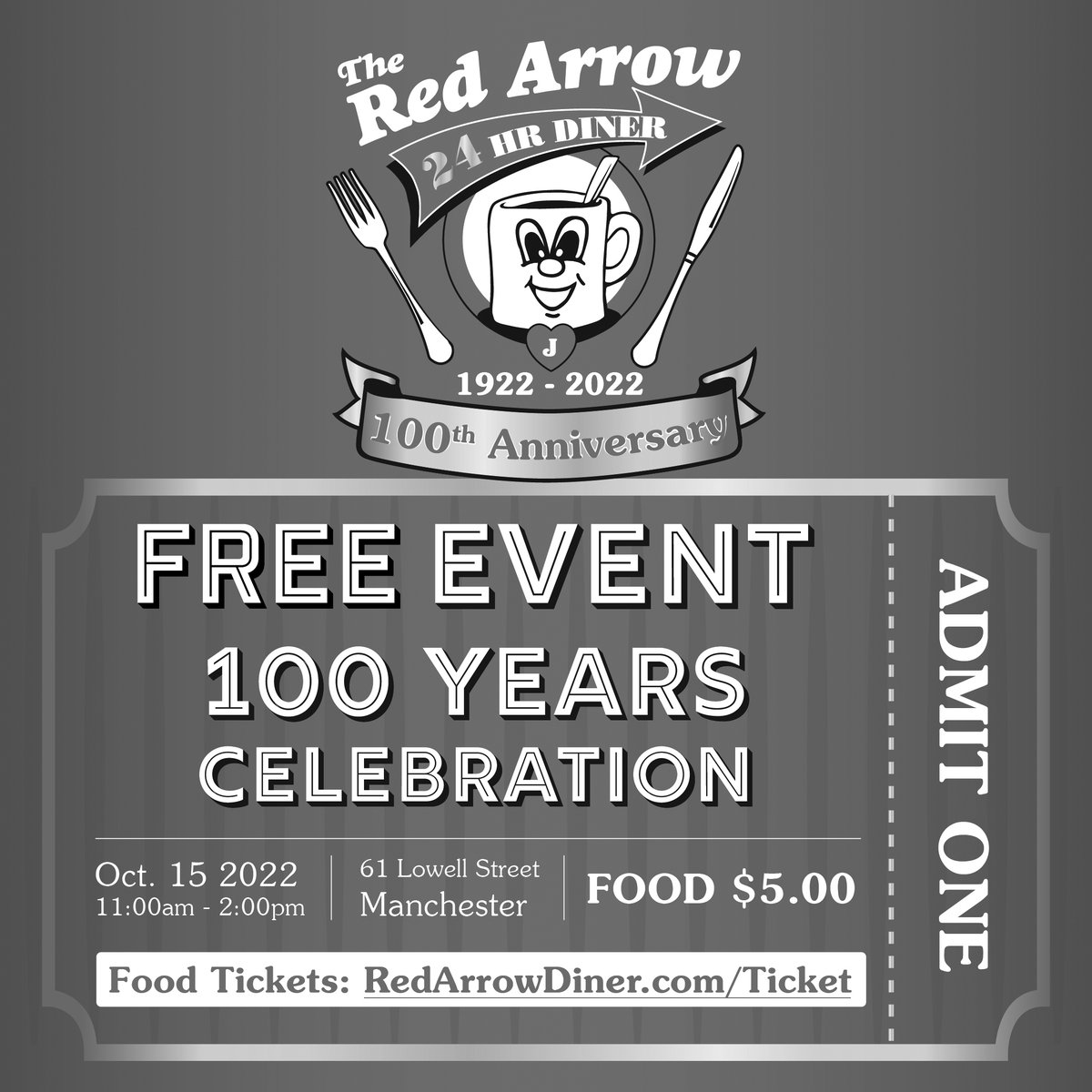 manch_econ_dev's tweet photo. Congratulations to the @RedArrow24Diner on their 100 year anniversary! Check out the local updates panel on the Soofa sign for details on the upcoming Free celebration event. The Soofa sign is located across from the Cat Alley Crosswalk in Manchester, NH. #luvMHT #ChooseMHT #MHT https://t.co/TwMOdIdj4h