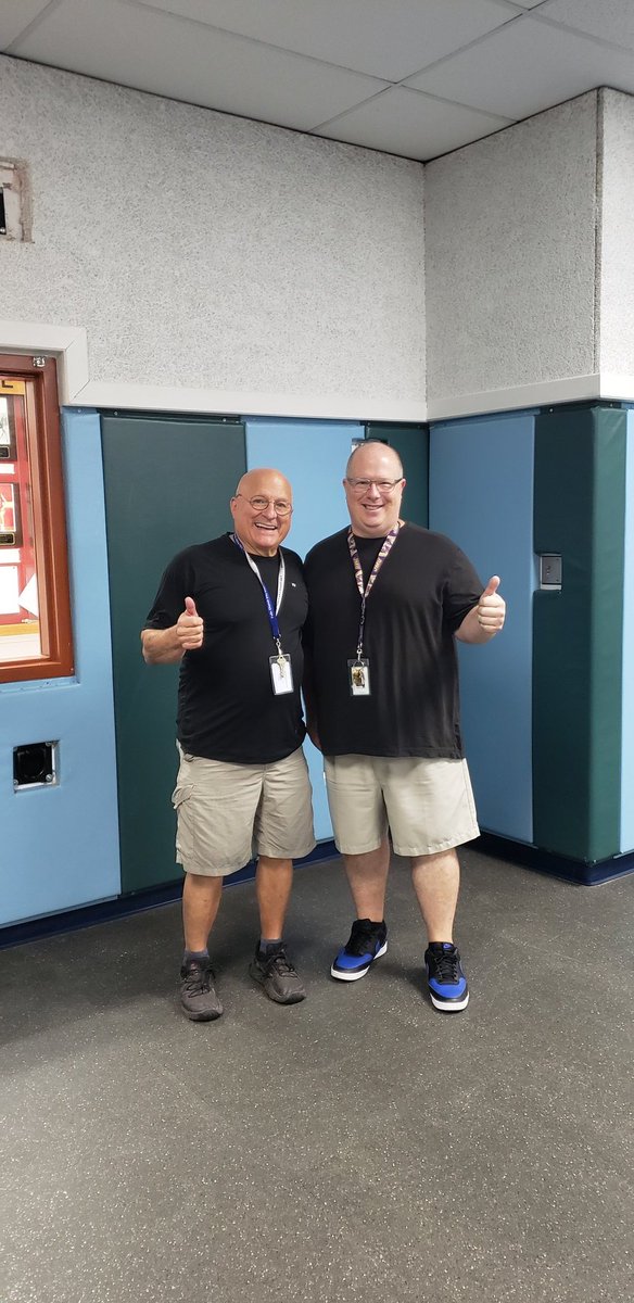 Twins Day! Mr.D filled his car with t-shirts and knew I would have kaki shorts on. I knew nothing! 🤣😂🤣 <a href="/FCCPS/">Falls Church City Public Schools</a> <a href="/mehms/">Mary Ellen Henderson Middle School</a>