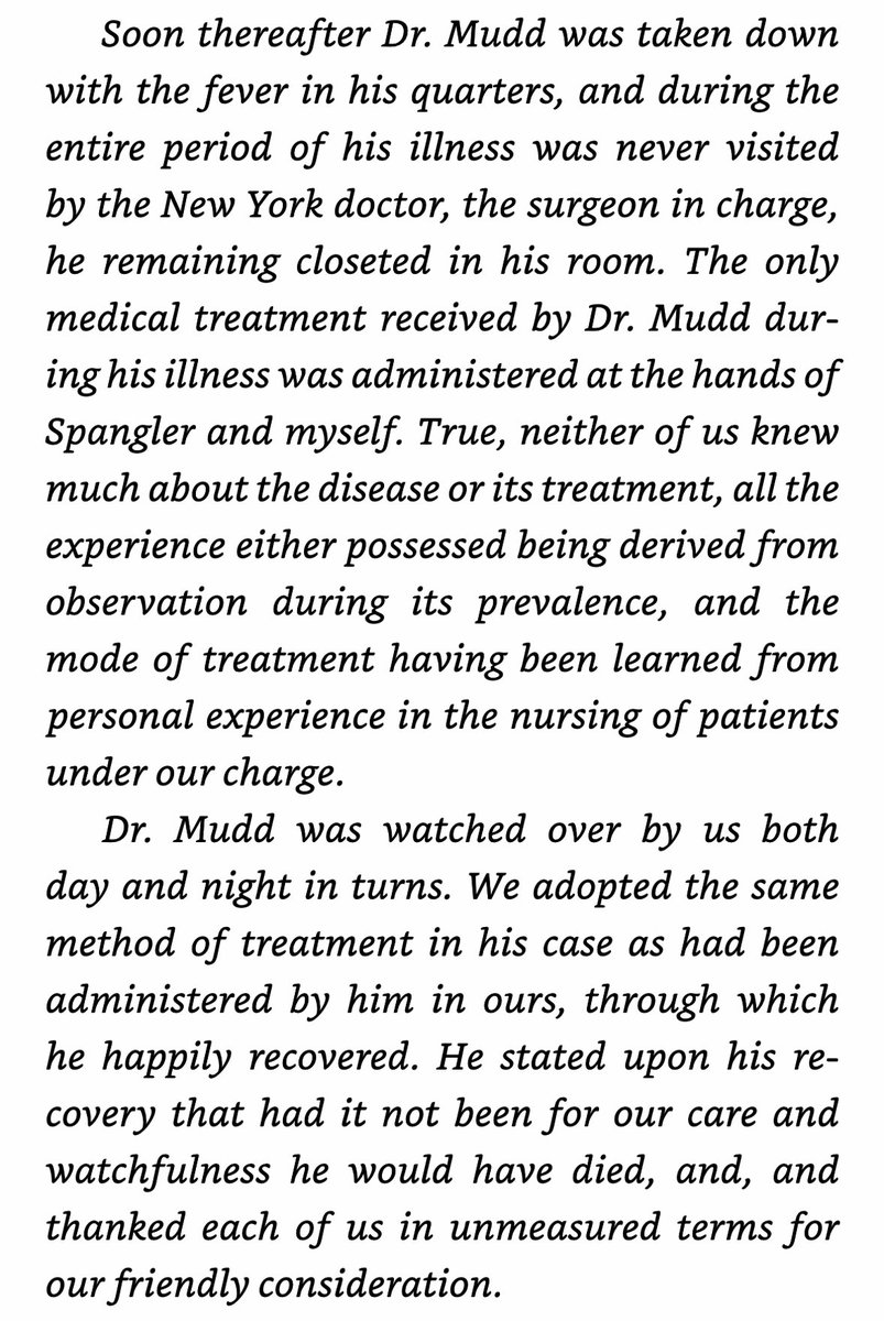 LinConspirators's tweet photo. #OTD Oct. 4, 1867: 1.5 months into the Yellow Fever epidemic on @DryTortugasNPS, #DrMudd contracted the disease. With the Fort now down to a single doctor, Mudd was left to fend for himself. He was taken care of by his surviving cell mates, #EdmanSpangler &amp; #SamuelArnold. https://t.co/hREWrXihK6