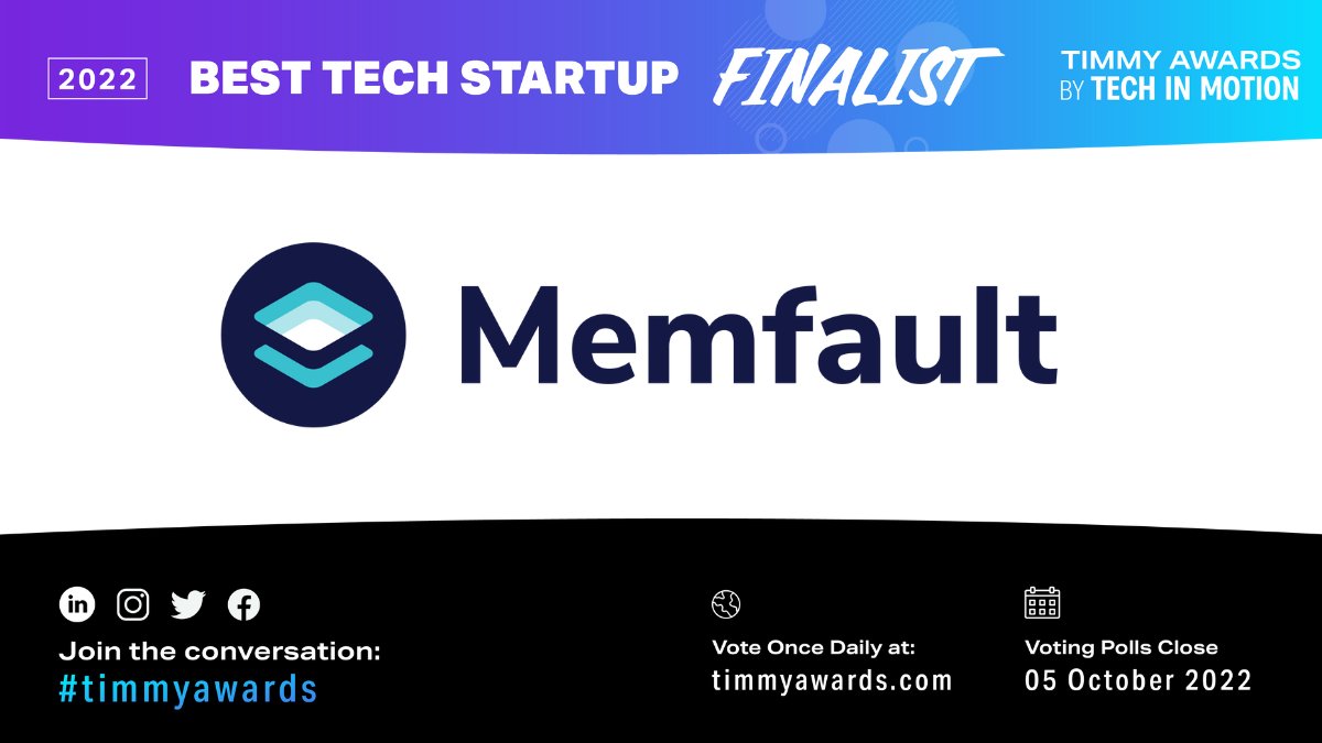 Memfault's tweet photo. Tomorrow is the last day to vote for the 2022 #TimmyAwards!  Help us win gold by voting  Memfault as Best Tech Startup in SF! 

Vote Here: https://t.co/LvNeCeAU6X

#sfstartups #techstartups https://t.co/jlyYLrWXnm