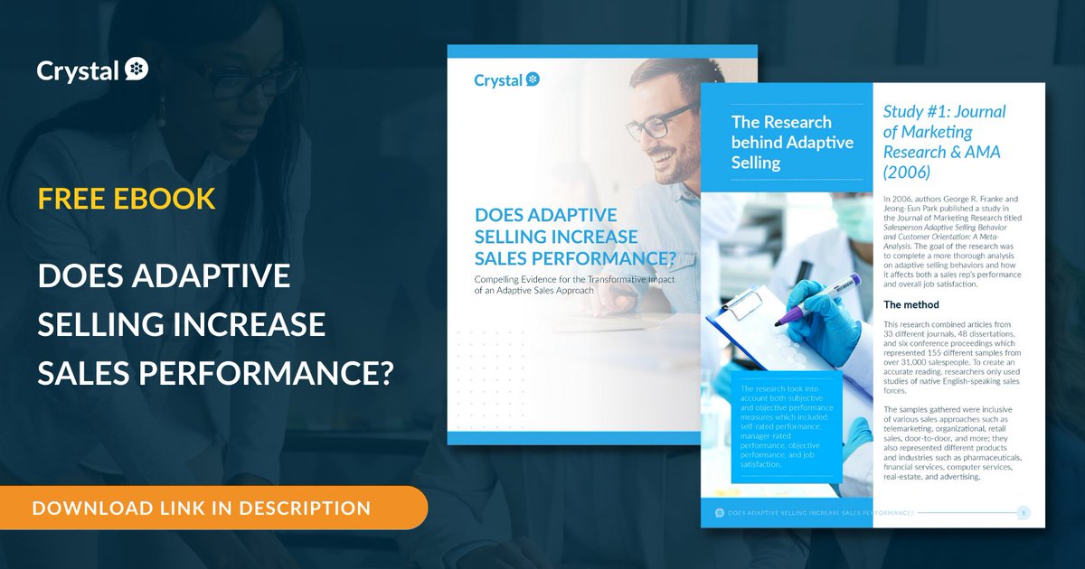 CrystalKnowsMe's tweet image. Does adaptive selling increase sales performance?

Our latest eBook answers that exact question.

Download our eBook free today:
hubs.ly/Q01nTFJW0

#crystalknows #adaptiveselling #customizedsales #salestools #salesstrategy #adaptivesales #salesmethods #salesmethodoloy