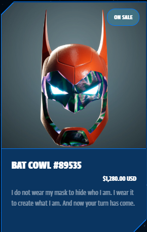 NurimanWanIbrah's tweet photo. Theres only 2 Midnight Metallic #batcowls on the market. 👀
89535
88399
The other 1 from @daz3d for 8000$.🔥
#Batfamily #BatFam #knightwatch #harleyquinncrew #batmannft #dcnft #dcocomics #nfts https://t.co/aAvtTSofuC