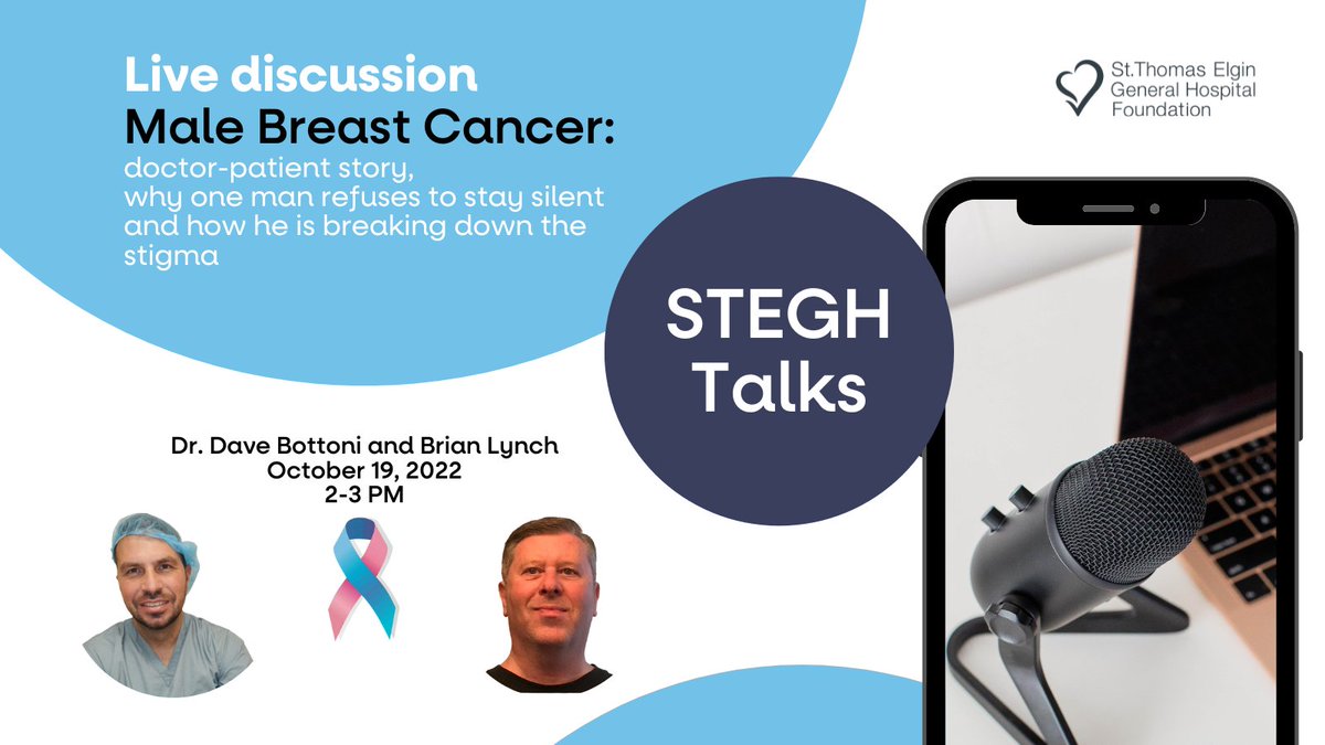 ourSTEGH's tweet photo. 🎙️ #STEGH Talks: Brian Lynch is a very fortunate breast cancer survivor - and he's telling his story to help derail the shame, stigma and silence that prevents men from a healthy social and emotional recovery from male breast cancer. 

Register for free ☑️ https://t.co/50ONGu19p4 https://t.co/zMepMD6DRd