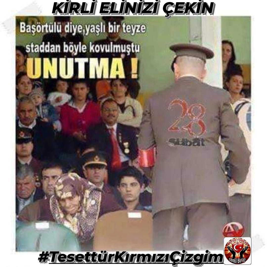 Zorlarına giden örtü değil
ALLAH'ı hatırlatan, ahireti hatirlatan cehennemi hatirlatan ÖRTÜ !
Örtüme değil dinime dokunma demeyi bilseydik
degil elleri dilleri kururdu. 
KİRLİ ELİNİZİ ÇEKİN
#TesettürKırmızıÇizgim
#YalancıyıSilksinlermi