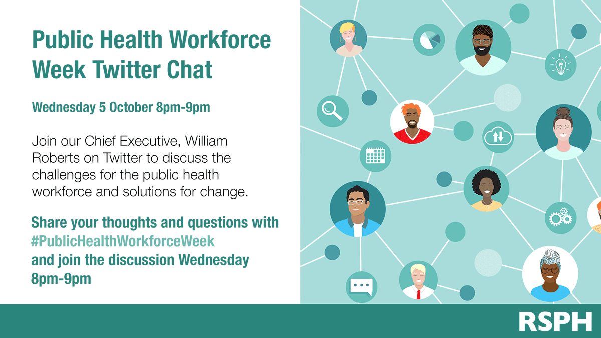R_S_P_H's tweet photo. We hope you can join us for tomorrow night’s #PublicHealthWorkforceWeek Twitter chat at 8pm to discuss the challenges facing the public health workforce and ways they can be better supported: https://t.co/0b39J6kObl https://t.co/BMzsQ4GJ6O