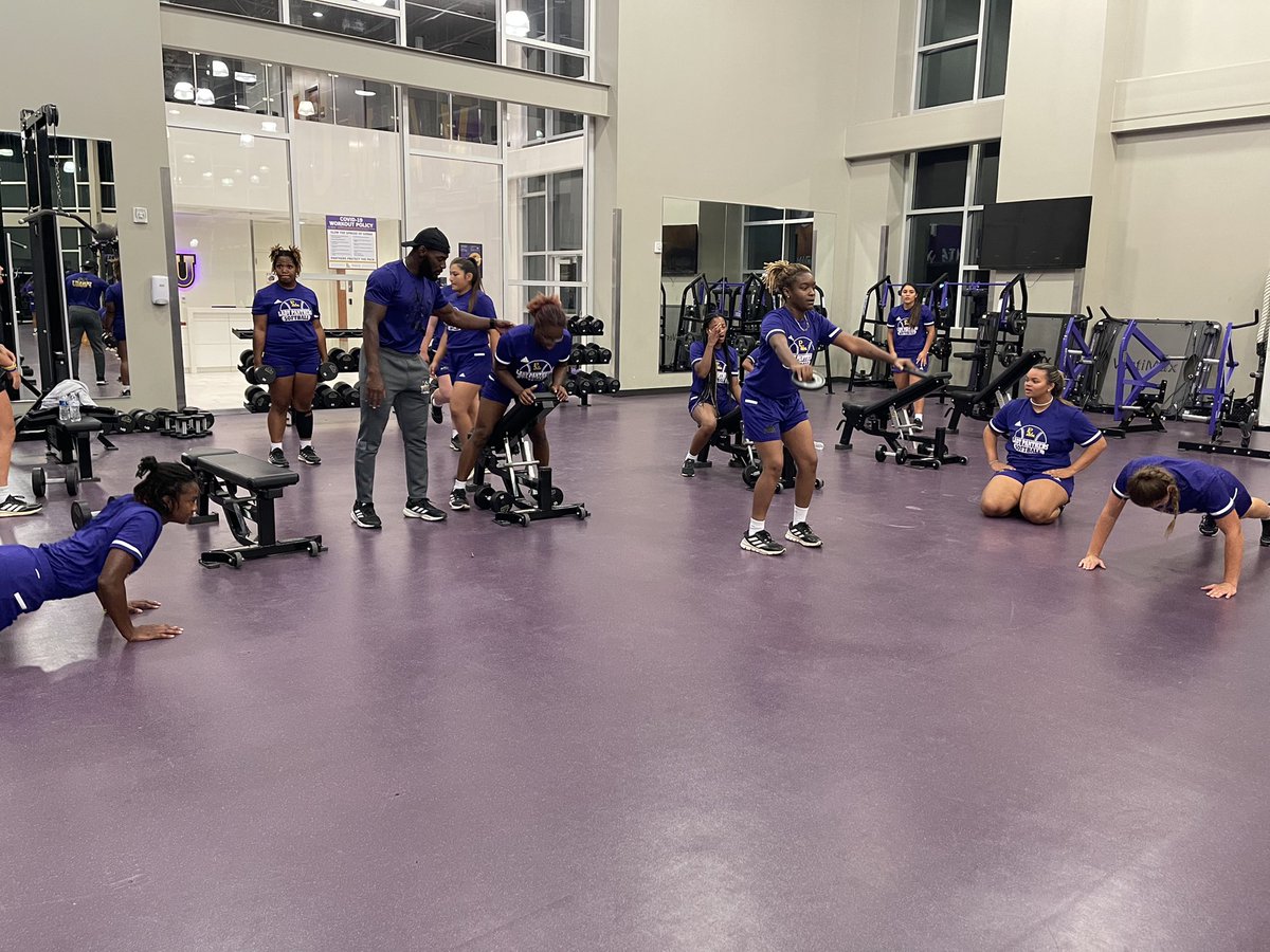 Never too early to get better! 2022 SWAC Champs killing 5AM workouts! 💜 #Repeat