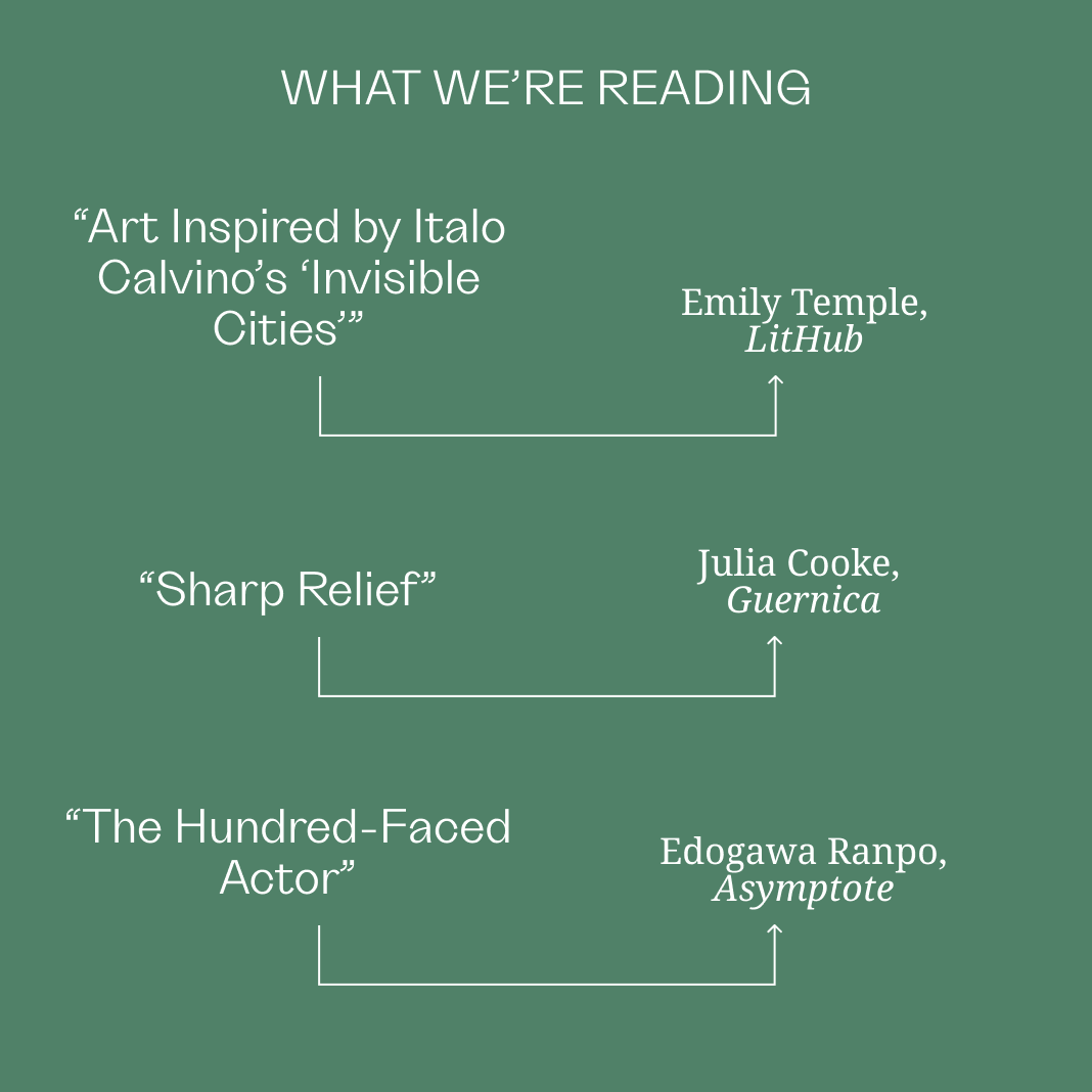 What we're reading: a collection of artwork celebrating Italo Calvino's invisible cities by @knownemily; a @juliaccooke essay on @yokoono's 'cut piece;' and a horror story by Edogawa Ranpo translated by @linkinglionking. These and more in our newsletter: mailchi.mp/offassignment/…