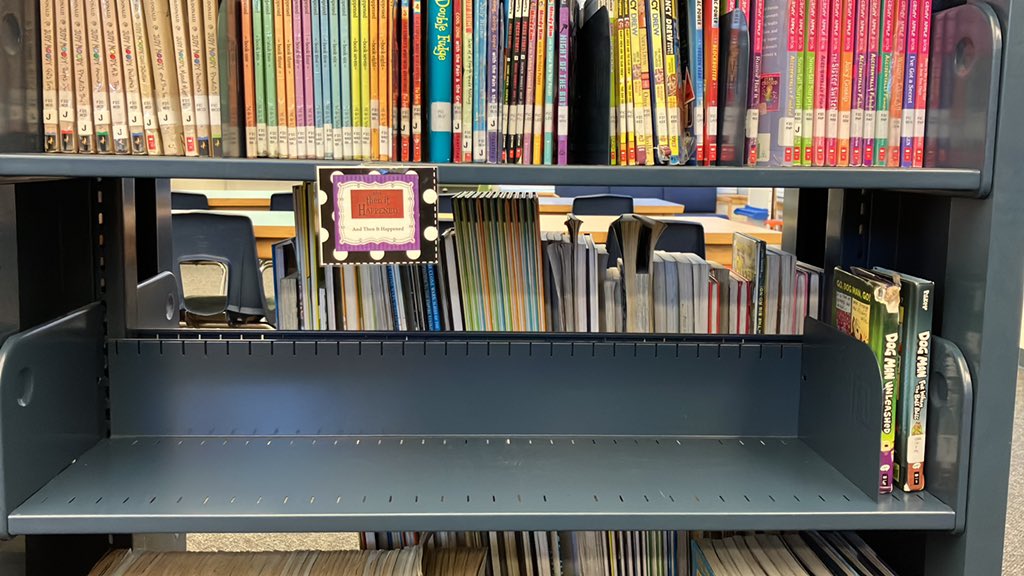 At the beginning of the year, this shelf was full of new Dog Man books, @PrincessAnneFI’s favourite series! #TVDSBLLC #TVDSBLiteracy