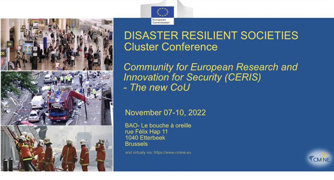 Registration now open for the next conference of the Disaster Resilient Societies cluster of CERIS.
Register here for online or in-person attendance and we look forward to seeing you 👋 🇪🇺
cmine.eu/events/95716
#SocietalResilience #CBRN #Standardisation #ResponderTechnology
