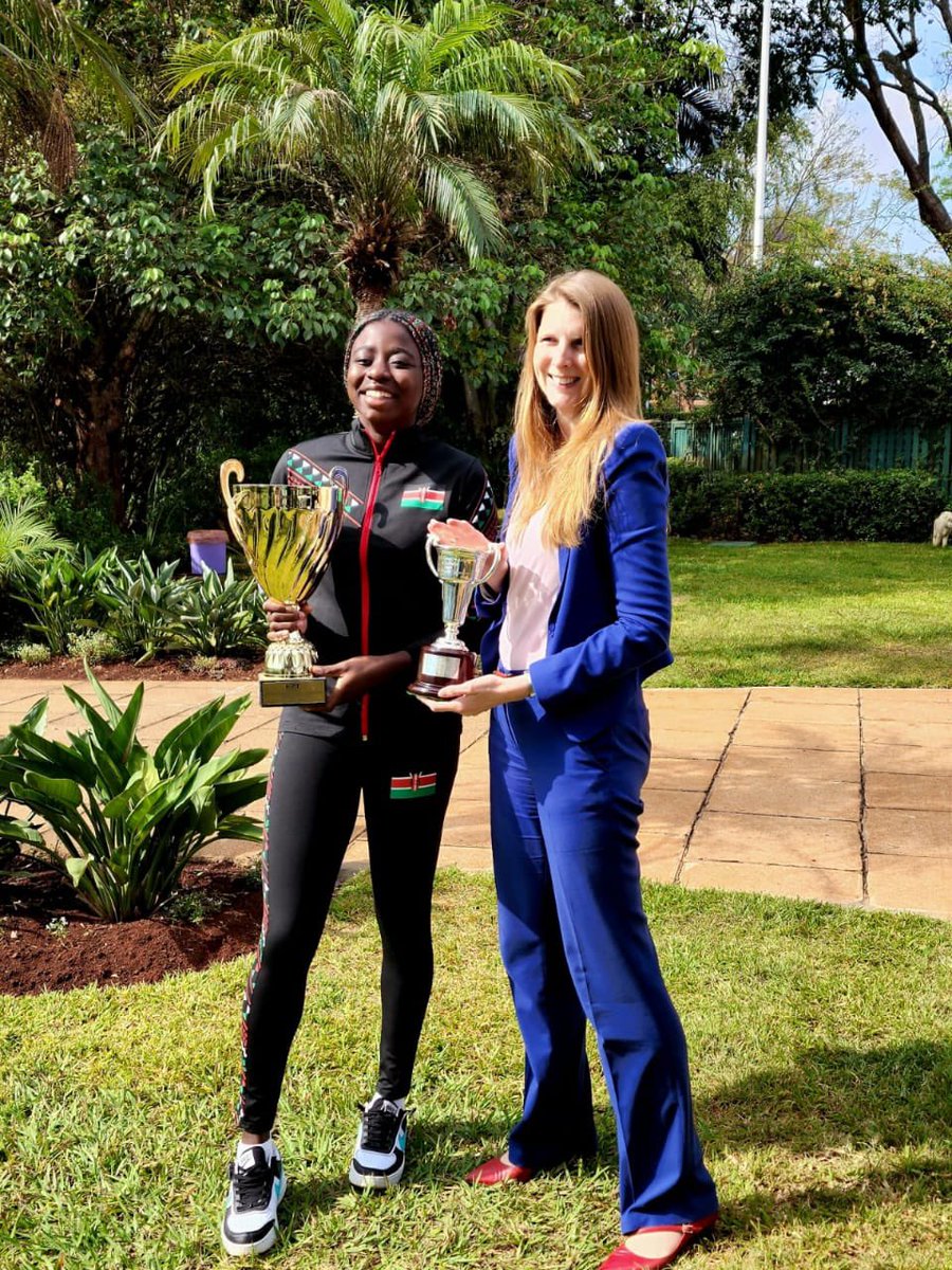 JaneMarriottUK's tweet photo. This morning, with thanks to @britchamken, I had the pleasure of hosting @Okutoyiangella2 .

A good opportunity to discuss how private and public sectors can support future sporting heroes. 

Congratulations again @Okutoyiangella2 on your win at #Wimbledon! 🇬🇧🎾🇰🇪 https://t.co/HIG30JqI6K