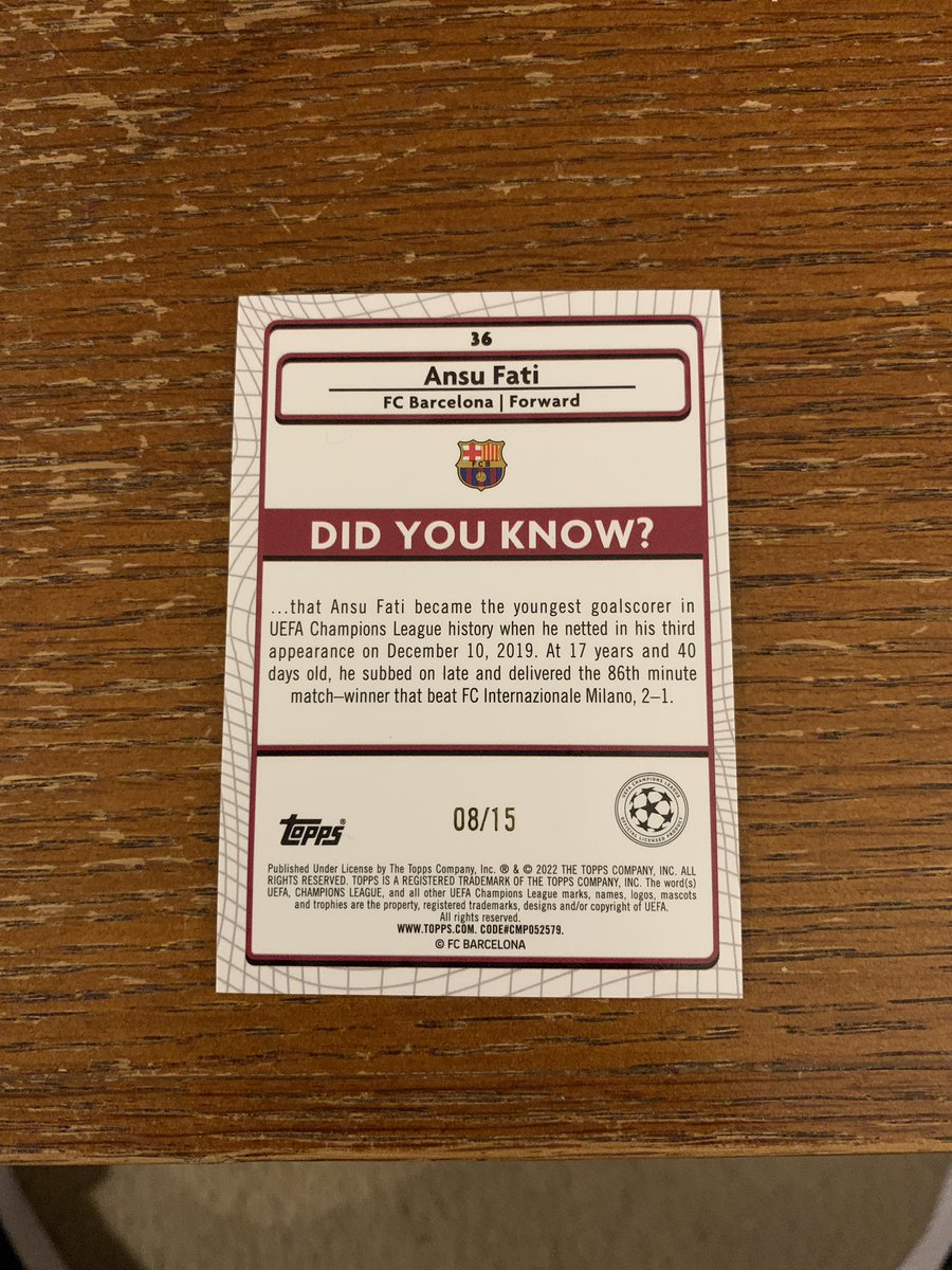 Absolute monster hit last night from my <a href="/Topps/">Topps</a> Merlin blaster box! <a href="/ANSUFATI/">Ansu Fati</a> 👀👌⚽️