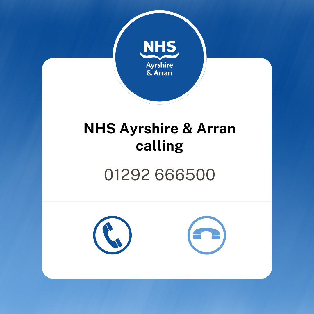 If we need to speak to you, we will call you from 01292 666500. 

Please take 2 minutes today to store it in your phone.  

*This number cannot receive incoming calls.*