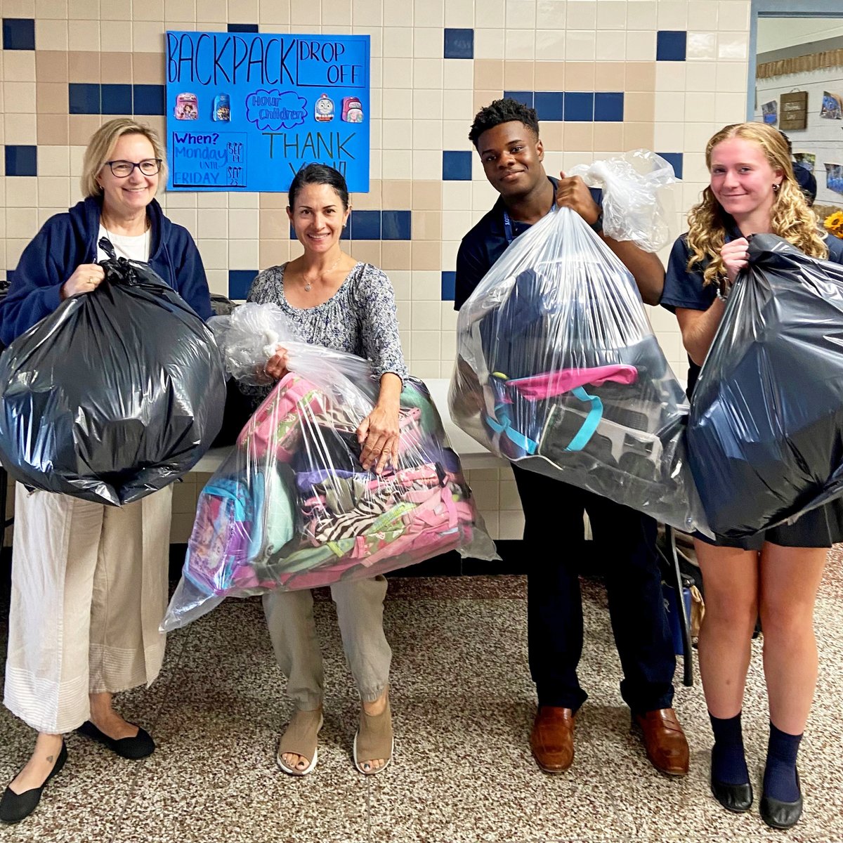 Last month, seniors worked w/ Campus Ministry to donate 70 backpacks & lunchboxes to Hour Children, which supports women and their families during & after incarceration. Tarik Lajoie ’23 shares, 'This was an opportunity to live the Marist pillars of Love of Work & Family Spirit.”