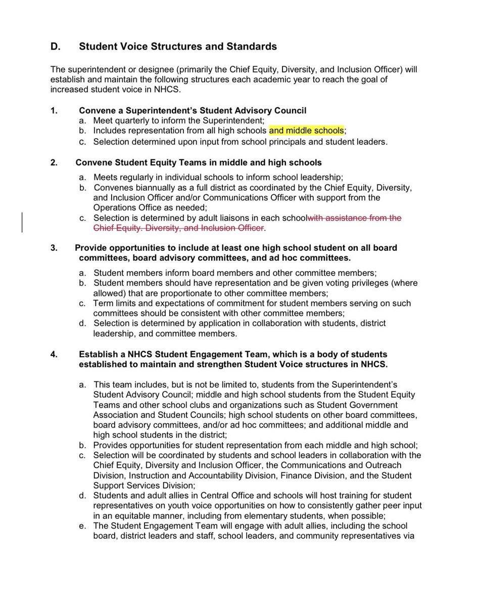 Kayce23Smith's tweet photo. Tonight the New Hanover County Schools #nhcschat, #NCed board of edu will vote on “Policy 4004: Student Voice”, a proposal for authentic &amp; sustainable engagement w/ students, developed by…you guessed it…young people! 

Read their policy brilliance here: https://t.co/neY6LYQqja https://t.co/DoeZ6K2qCf