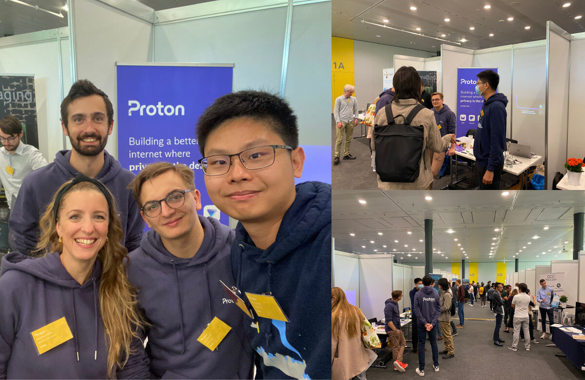 ProtonPrivacy's tweet photo. Proton is at Forum @EPFL_en in #Lausanne today. Come say hi! 👋 
Our team mates (and @EPFL alumni) are there to answer all your questions about Proton and career opportunities here. #ForumEPFL

If you can't make it, check out all open positions here: https://t.co/7etnbc2a1h https://t.co/Y1FimGaI4L