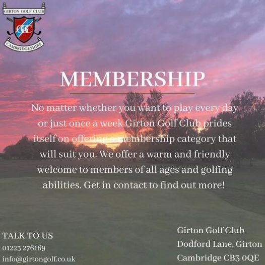 Contact Nicola or Lynda in the office or talk to our Pro shop for information