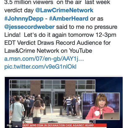 KenneyBaden's tweet photo. What a day at @LawCrimeNetwork joined by #BenChew (#JohnnyDepp lawyer fame)  of @BrownRudnickLLP all 3 hours 12-3pm EDT &amp; Judge @FanonRucker throwback pic to verdict. 5 cases #AlexJones #SandyHook #PikeCountyMassacre #NDLoveTriangle #WaukeshaParade #ParklandSchoolShooter trial. https://t.co/MrRnfTqHfy