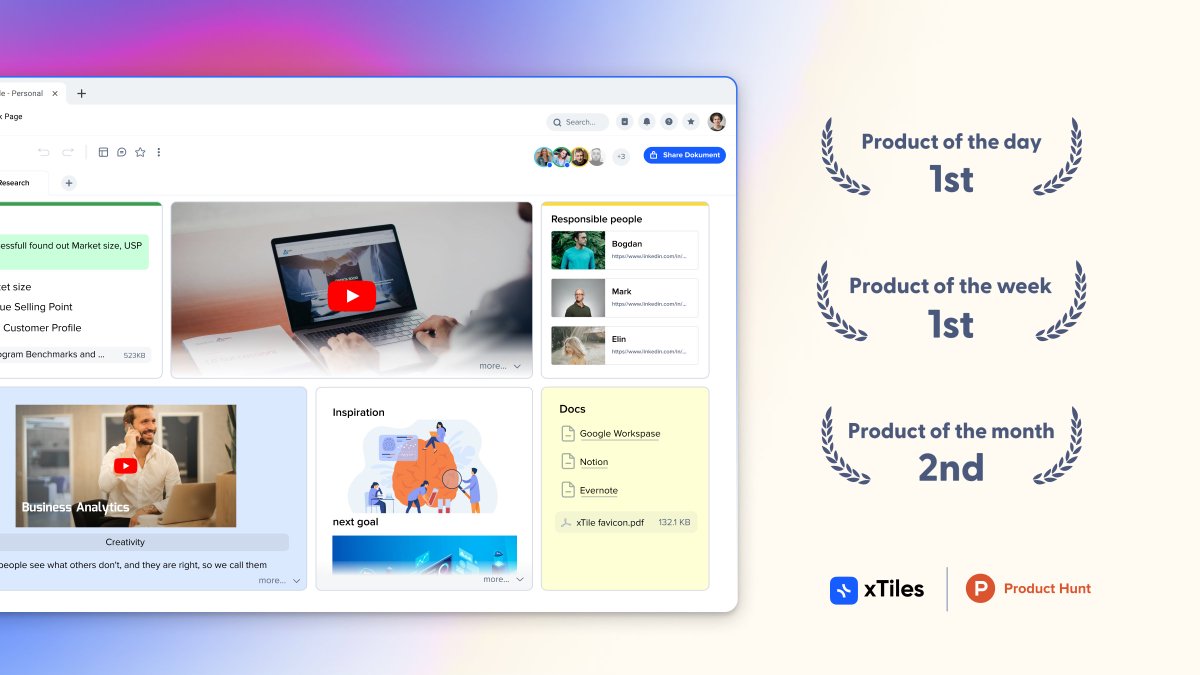 UniqueAndrey's tweet photo. Product Hunt is finally done! 
It was an exciting experience!😎😇

#1 Product of the Day 🥇
#1 Product of the Week 🥇
#2 Product of the Month 🥈

So, what did we gain?🤓
✔ Over 2500 upvotes!
✔ We got over 500 comments!
✔ 70+ paid customers!

Thanks to everyone who supported us https://t.co/2gsKHrVayN