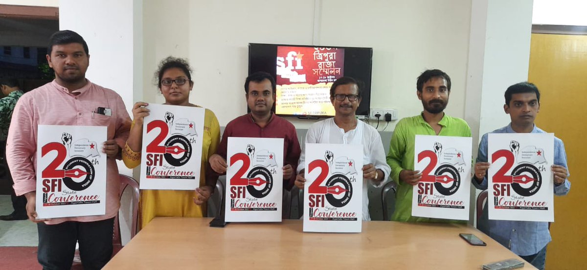 SKumarghat's tweet photo. SFI Tripura 20th State Conference logo launching event 
#sfitsutripura #SFITripura20thStateConference 
@SFI_CEC @MayukhDuke @VP_Sanu @DharDipsita https://t.co/FTioKKJnS9