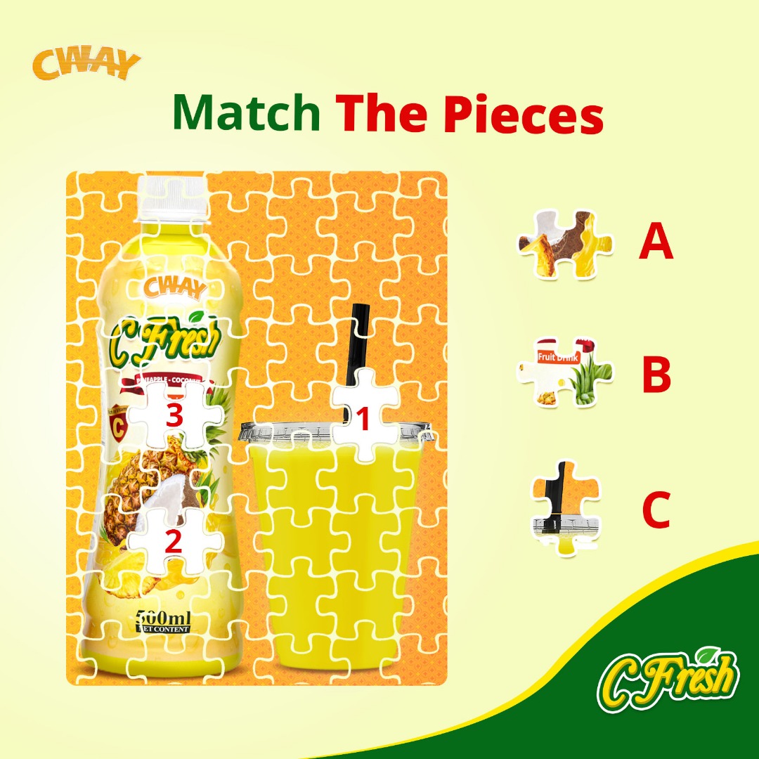 cfreshjuice's tweet photo. It's fun O'clock!
Match the three pieces π§© correctly, and let's see your answer in the comments.
#Fruits #CFreshJuice #FruityRefreshment #FruitDrink https://t.co/y0EmBjjDxb