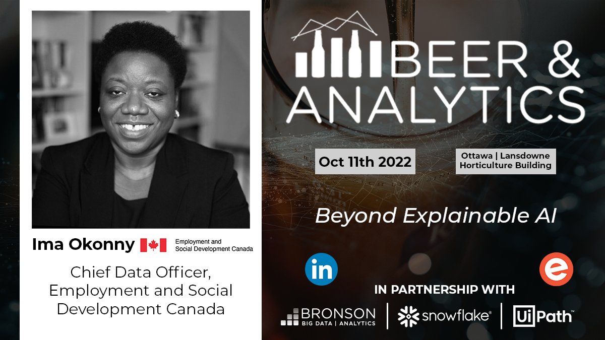 BronsonGroup's tweet photo. Highlighting the first B&A IX speaker, Ima Okonny, Chief Data Officer of @ESDC_GC who will be presenting data-driven policies involving AI.
Get B&A tickets: https://t.co/HS27e5RAOQ
Read Ima's full bio on our website: https://t.co/boCEQZ4yUP
#beerandanalytics #gcdigital https://t.co/d1UeRPFm80
