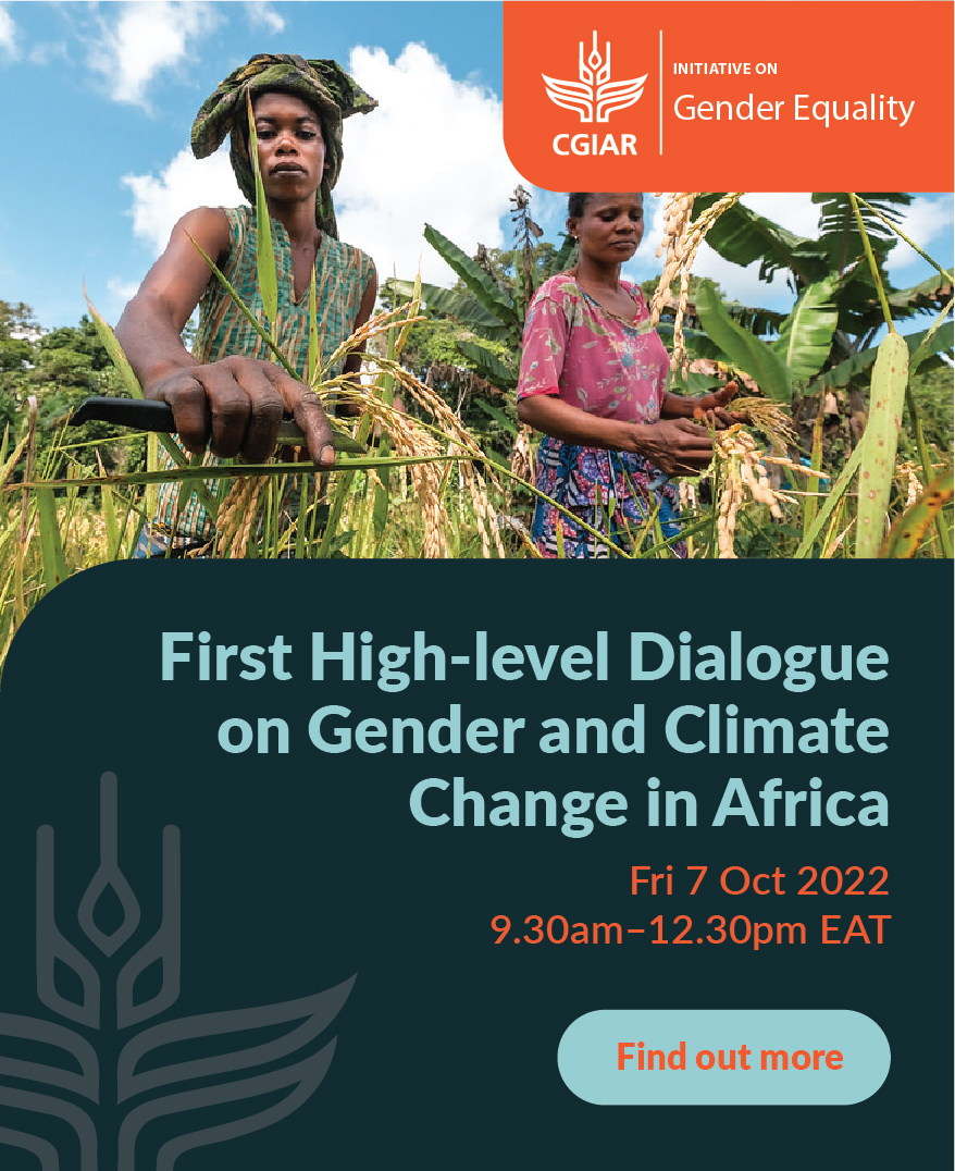‼️High-level dialogue on gender and climate change in Africa, convened by <a href="/CGIAR/">CGIAR</a>'s Gender Equality Initiative. 

📅 Friday October 7 
🕘 9am-12.30pm 
📌 ILRI, Nairobi or on Zoom 
 
Learn more and register: bit.ly/3E2jQW1 

#GenderInAg <a href="/ILRI/">ILRI.org</a> <a href="/IFPRI/">IFPRI</a> <a href="/CGIARgender/">CGIAR GENDER</a>