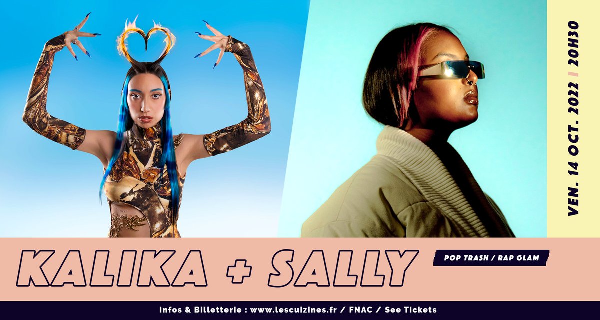 • À l'affiche • Une plume affilée et tranchante avec laquelle elles dégainent sans détour des titres personnels et cash, l'une dans un style pop trash l'autre dans un flow rap glam. <a href="/KALIKAmusique/">KALIKA</a>  &amp; Sally, ce Vendredi aux Cuizines.
🎟 Billetterie : lescuizines.fr/events/kalika-…
