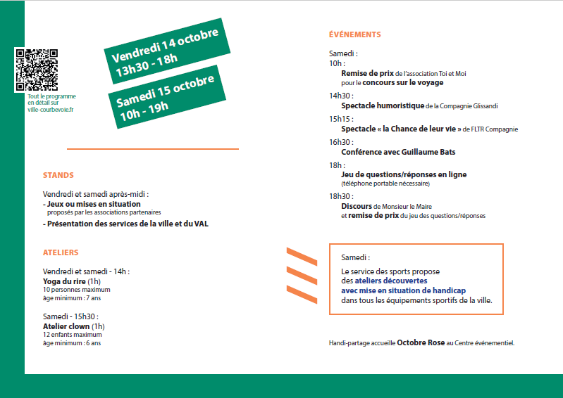 lechevali's tweet photo. Ne ratez pas la 7ème édition d'Handipartage à #Courbevoie les 14 &amp; 15 octobre au centre événementiel sur le thème 'Humour &amp; Handicap'! 
Plus de détails : https://t.co/cu0e1X1ERf ou sur @vivrefm : https://t.co/2inHOp3OJm
En partenariat avec #OctobreRose2022
https://t.co/3t6vhesBpB https://t.co/z7hqnVx1sd