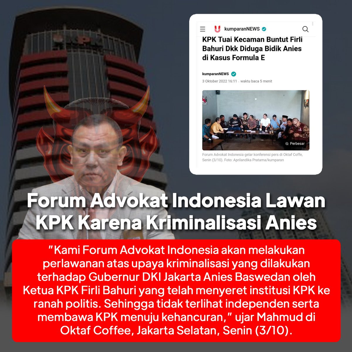 NenkMonica's tweet photo. Bubarkan @KPK_RI
Yg setuju mana jempolnya 👍 https://t.co/8OlFlHNATt