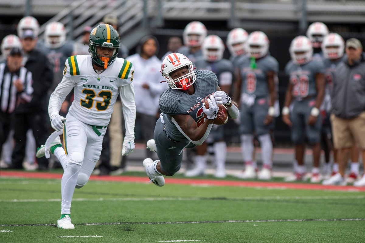 NCAA_FCS's tweet photo. Vote for the #FCS Photo of the Week 📸

1⃣ @StonehillFB The Clincher 😤
2⃣ @DaytonFootball Locked In 🔒
3⃣ @SHU__Football Flying Catch ✈️
4⃣ @EKUFootball Breaking Free 💨 https://t.co/fB6lQtU16k