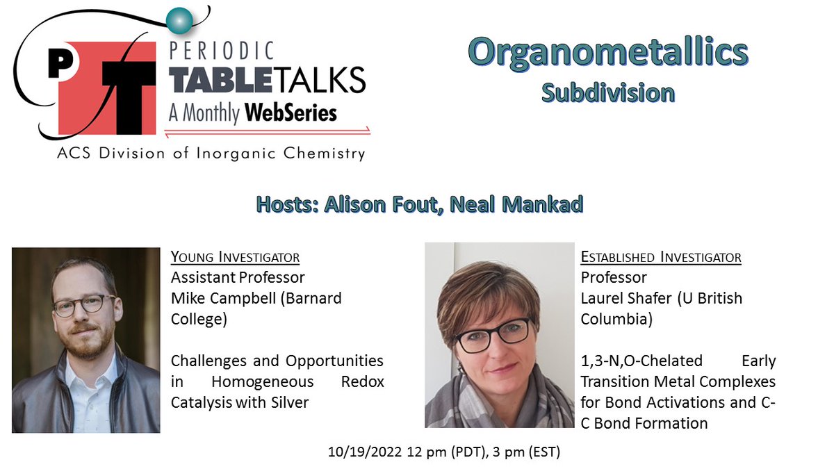 The Organometallics subdivision takes the floor on our next #PeriodicTableTalks. See you there!
The registration link is unr.zoom.us/meeting/regist…