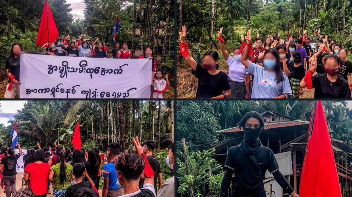 katycho22222's tweet photo. Pro-democracy people from Thayetchaung Tsp, rallied and staged their rejection towards military dictatorship today.   #2022Oct4Coup #LegalizationOfNUG #WhatsHappeningInMyanmar https://t.co/OYOMX1b9bX